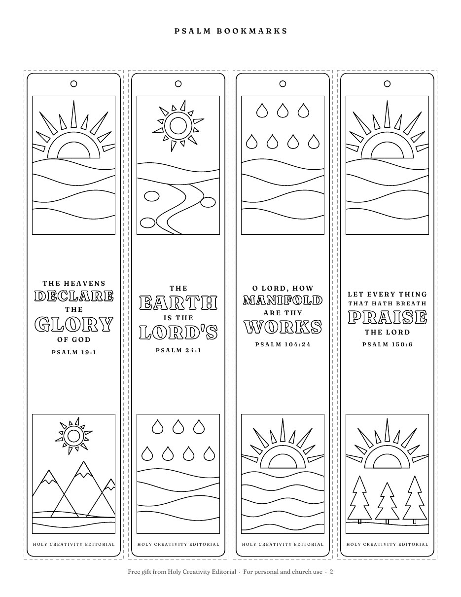 Psalm bookmarks to color